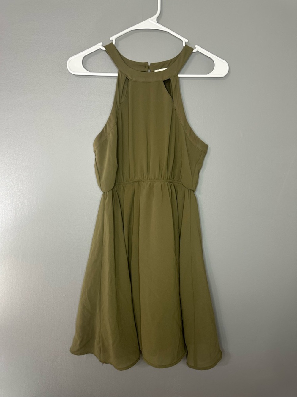 Monteau women’s Olive Halter Neck Fit & Flare Dress